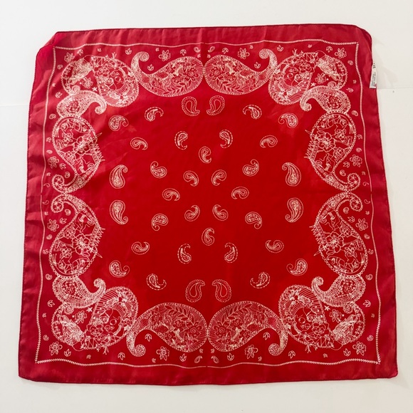 Zara Red Bandana Style Scarf - Picture 4 of 11